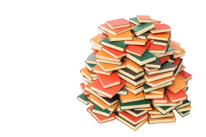 A vibrant stack of books in various colors, creating a visually striking pile. png