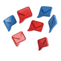 Colorful speech bubbles in red and blue, designed to resemble message notifications, conveying communication themes. png