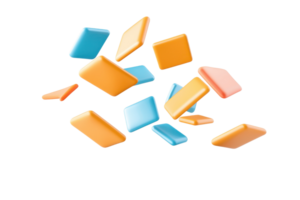 Colorful, rectangular shapes in various orientations appear to be floating, showcasing a mix of blue, orange, and pink hues. png
