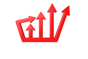 A set of red arrows indicating growth or upward movement, symbolizing progress and positive trends. png