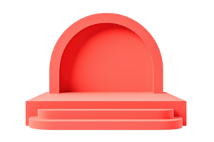 A vibrant coral arch structure with steps, designed for display or presentation purposes. png