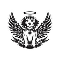 Beagle Angel Wings and Halo Memorial Transparent background vector