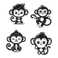 Mischie Monkeys of Yesteryear Bundle Transparent background vector