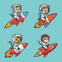 Stripes in Space Rocket Tiger Transparent background vector