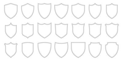 Black Shield. Security shield icons. Security shields. Protection icons. Protection shapes. Shield protection icons. vector