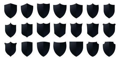 Black Shield. Security shield icons. Security shields. Protection icons. Protection shapes. Shield protection icons vector