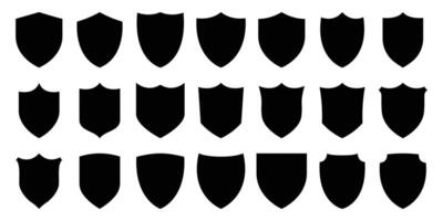 Black Shield icons. Security shield icons. Security shields. Protection icons. Protection shapes. Shield protection icons. vector