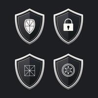 Security shield icons. Security shields. Protection icons. Protection shapes. Shield protection icons. vector