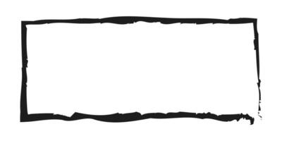 Black grunge rectangular shape. Brush strokes frame element. illustration isolated on white vector
