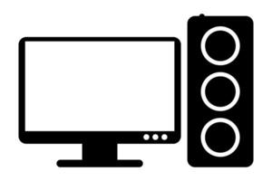 Powerful gaming computer icon. Computer desktop icon, PC symbol. illustration isolated on white background. vector