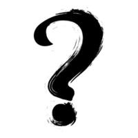 Question mark in grunge brush stroke style. Question and answer mark black icon. illustration isolated on white background. vector