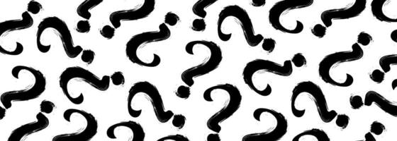 Black brush stroke question marks on white background. Question mark pattern abstract background. vector