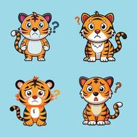 Cute Tiger Confuse Color Background vector