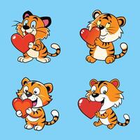 Tiger Blow Heart Color Background vector