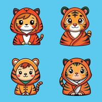 Tiger Girl Wearing Blanke Bundle vector