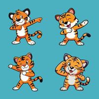 Tiger Dabbing Bundle Color Background vector