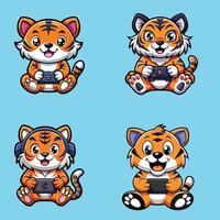 Tiger Gaming Cartoon Bundle vector
