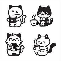 Coffee Cat Stock Illustrations Transparent Backgrounds vector