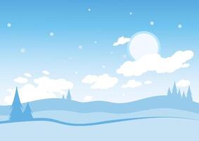Winter mountain landscape with trees in the snow. Snowy background with snowdrifts and snowfall. vector