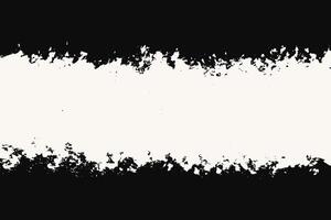 Grunge Horizontal Brush Stroke Banner. White rectangular grunge paintbrush design element on black background. Hand draw big bold paint line banner shape vector