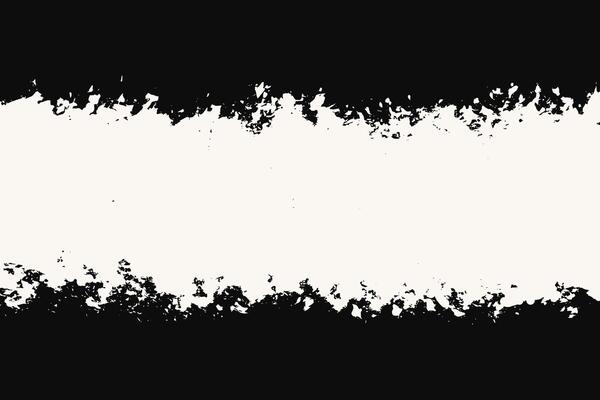 Grunge Horizontal Brush Stroke Banner. White rectangular grunge paintbrush design element on black background. Hand draw big bold paint line banner shape