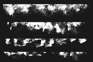 Black and White Grunge Borders Set. Urban Texture with Grainy Spray Effect. White Fragmented Grungy Texture. Grungy Top Border vector