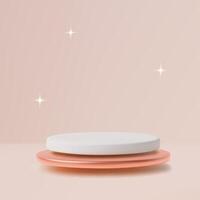 Minimal elegant pink floating podium 3d realistic background with stars illustration vector