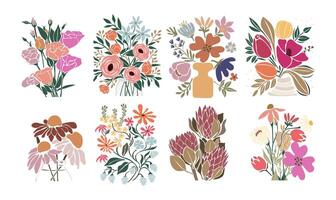 Set of abstract Flower composition on white vector