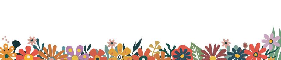Spring Banner, border with abstract flowers vector