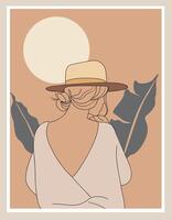 Modern Woman Wall Art Abstract Female Print vector