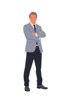 Business man character in confident pose isolated. vector