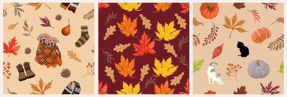 Seamless pattern with autumn elements art. vector