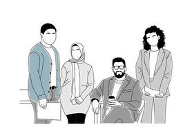 Multinational business team art on white. vector