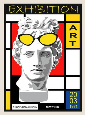 Art exhibition poster retro design template