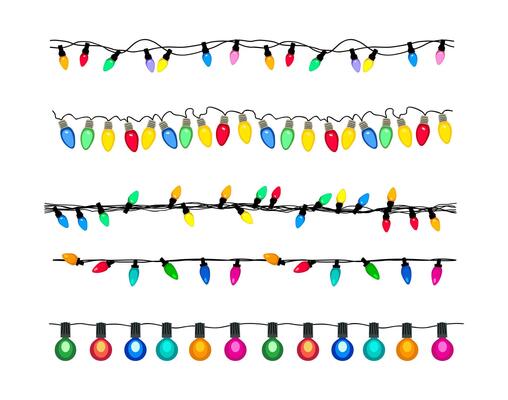 Set of Christmas lights border seamless.