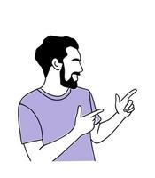 Business man pointing with fingers to the side. vector