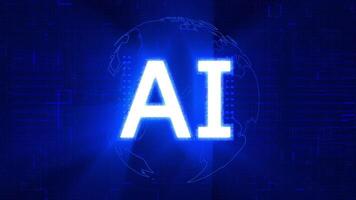 Artificial Intelligence Text with Blue Color Background video