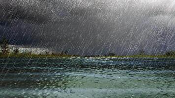 Rain Falling Into Pond Background video