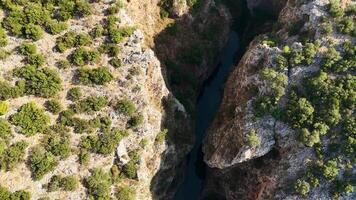 Aerial Shot of Canyon with Tranquil Turquoise Waters video