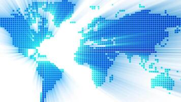 Digital World Map with Rays Background video