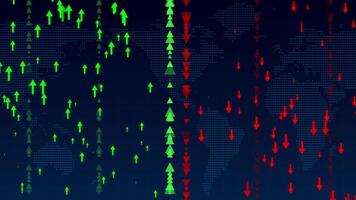 Green Color Arrow Up and Red Color Arrow Down With World Map video