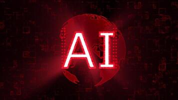 Ai Artificial Intelligence Text with Red Background video