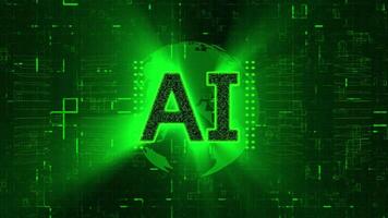 Artificial Intelligence Text with Green Color Background video