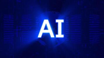 Ai Artificial Intelligence Text with Blue Background video