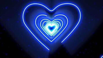 Neon Blue Glow Heart Tunnel Background video