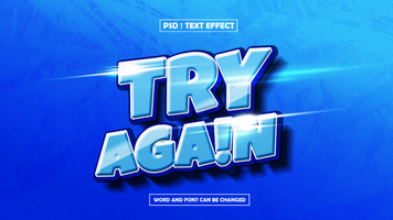 Try Again Text Effect, Editable 3D Text Style psd
