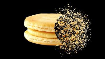 3D Cookie Break Apart Animation. High-Quality Particle Effect Showcase video