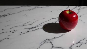 Fresh Red Apple Footage on Marble Surface with Shadows video