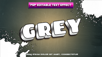 the text effect for grey is shown in the image psd