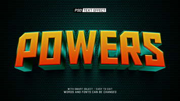 powers 3d text effect psd